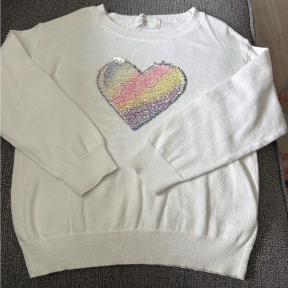 H&M Other - H & M Toddler White Cotton Sweater with Sequin Heart Size 5T